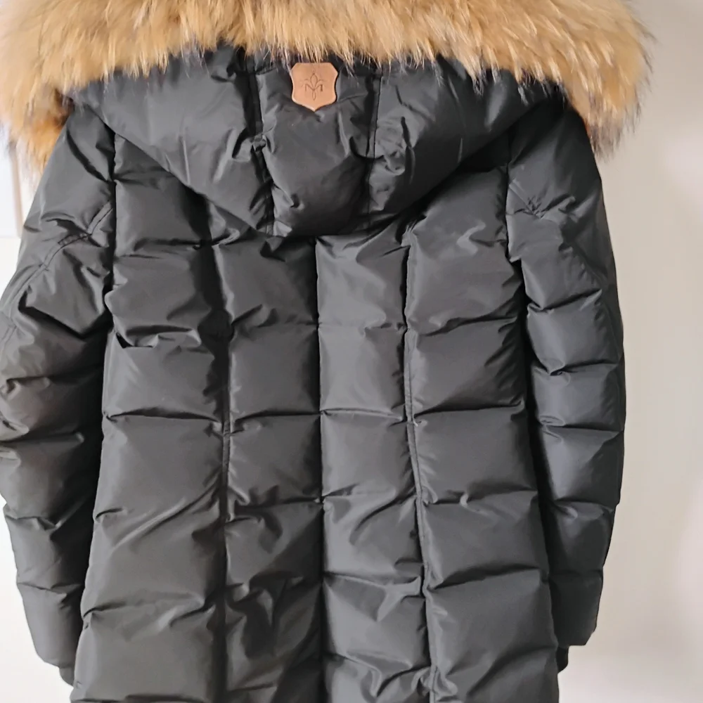 Mackage Black Puffer Jacket with Tan Fur-Trimmed Hood - Picture 2 of 5